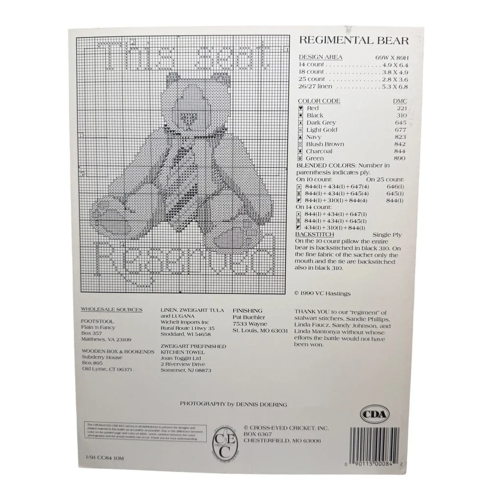 The Cross-Eyed‎ Cricket Regimental Stripes No. 84 Cross Stitch Pattern Leaflet